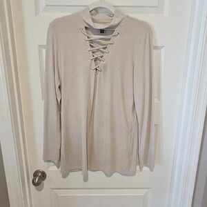 TORRID Elegant Cream Lace-Up Women's Top